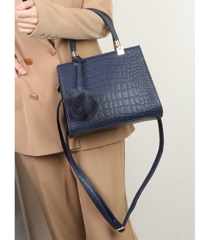 T11562 - Bolso bandolera con asas pequeñas y borla textura cuarteada
