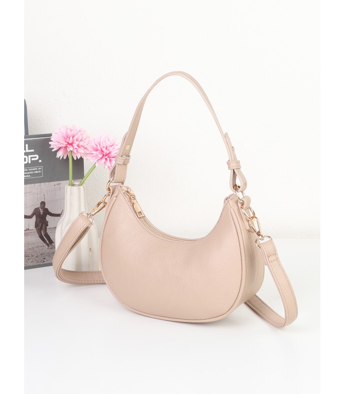 T11851 - Bolso de media luna con doble bandolera de cadena dorada