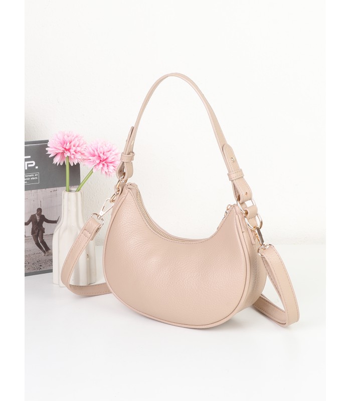 T11851 - Bolso de media luna con doble bandolera de cadena dorada