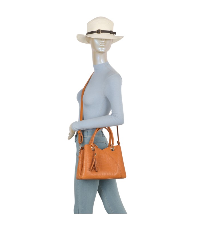 T11920-Bolso bandolera de dama con textura cuarteada
