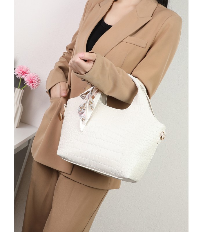 T11922-Bolso de Mano con Grabado coco y Pañuelo Decorativo