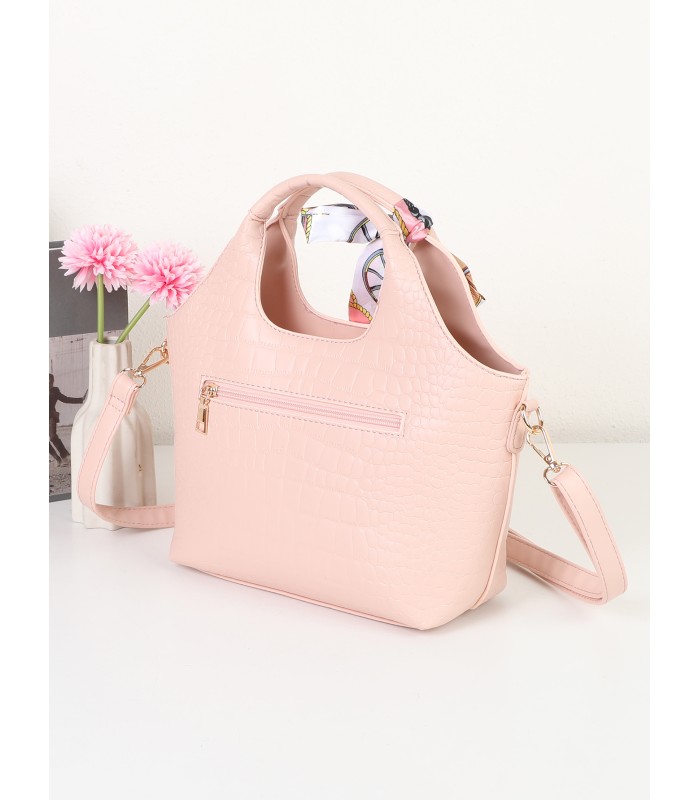 T11922-Bolso de Mano con Grabado coco y Pañuelo Decorativo