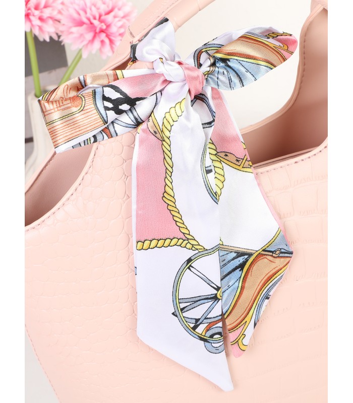 T11922-Bolso de Mano con Grabado coco y Pañuelo Decorativo