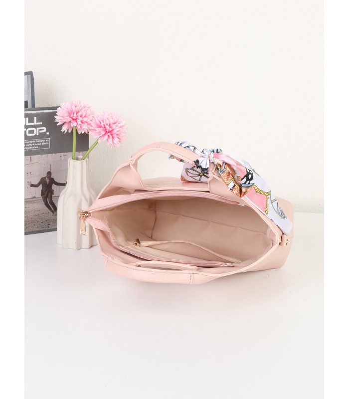 T11922-Bolso de Mano con Grabado coco y Pañuelo Decorativo