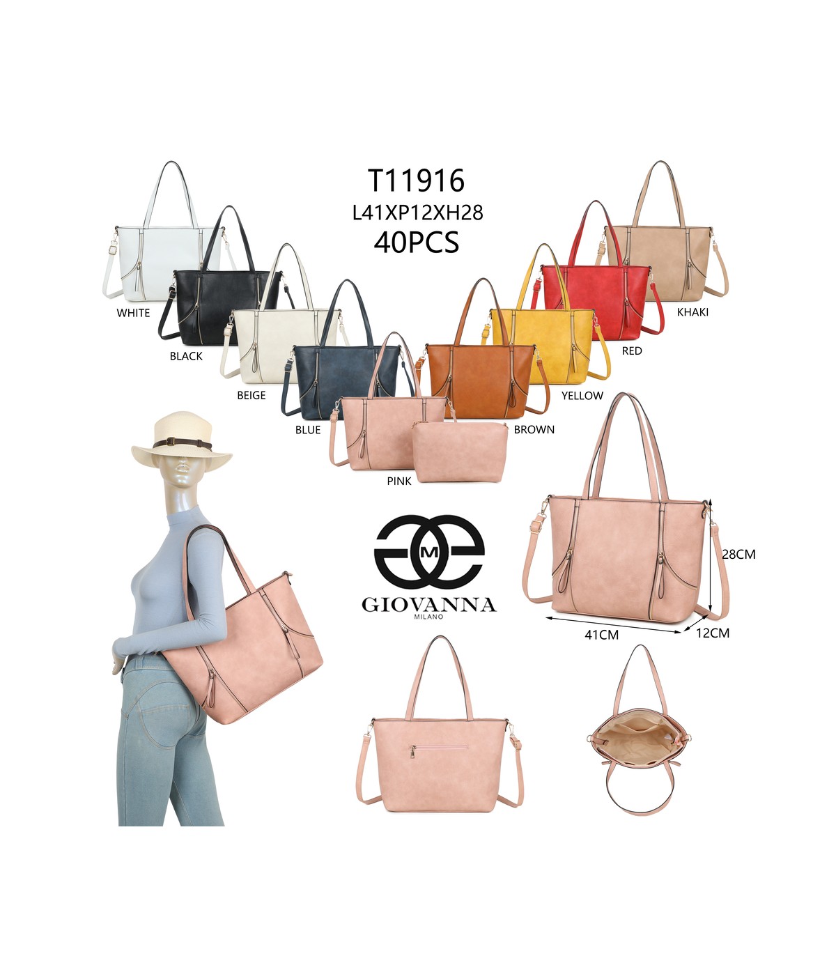 T11916-bolso tipo Shopping (Shopper) y un neceser o bolso de mano a juego.