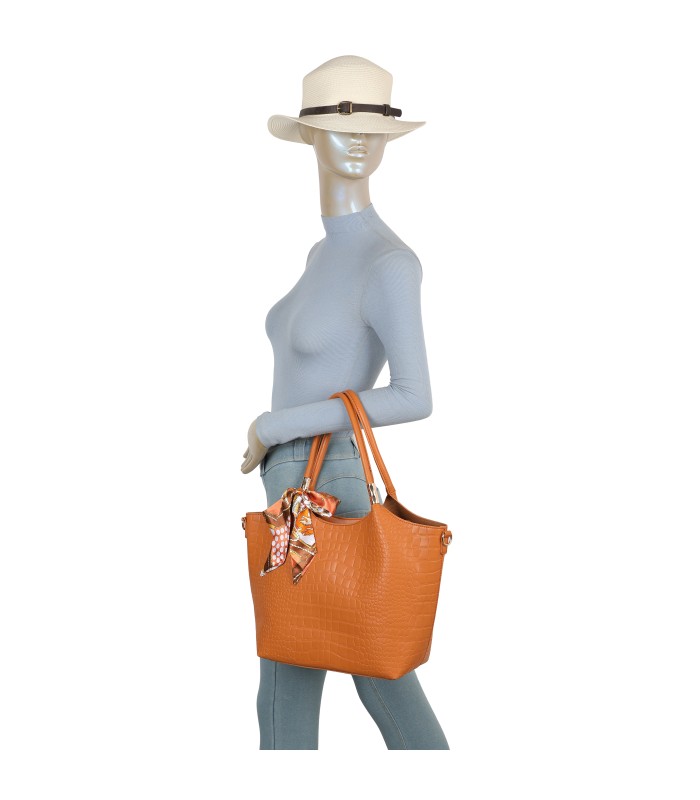 T11921-Bolso Acabado con relieve tipo piel de cocodrilo (croco)