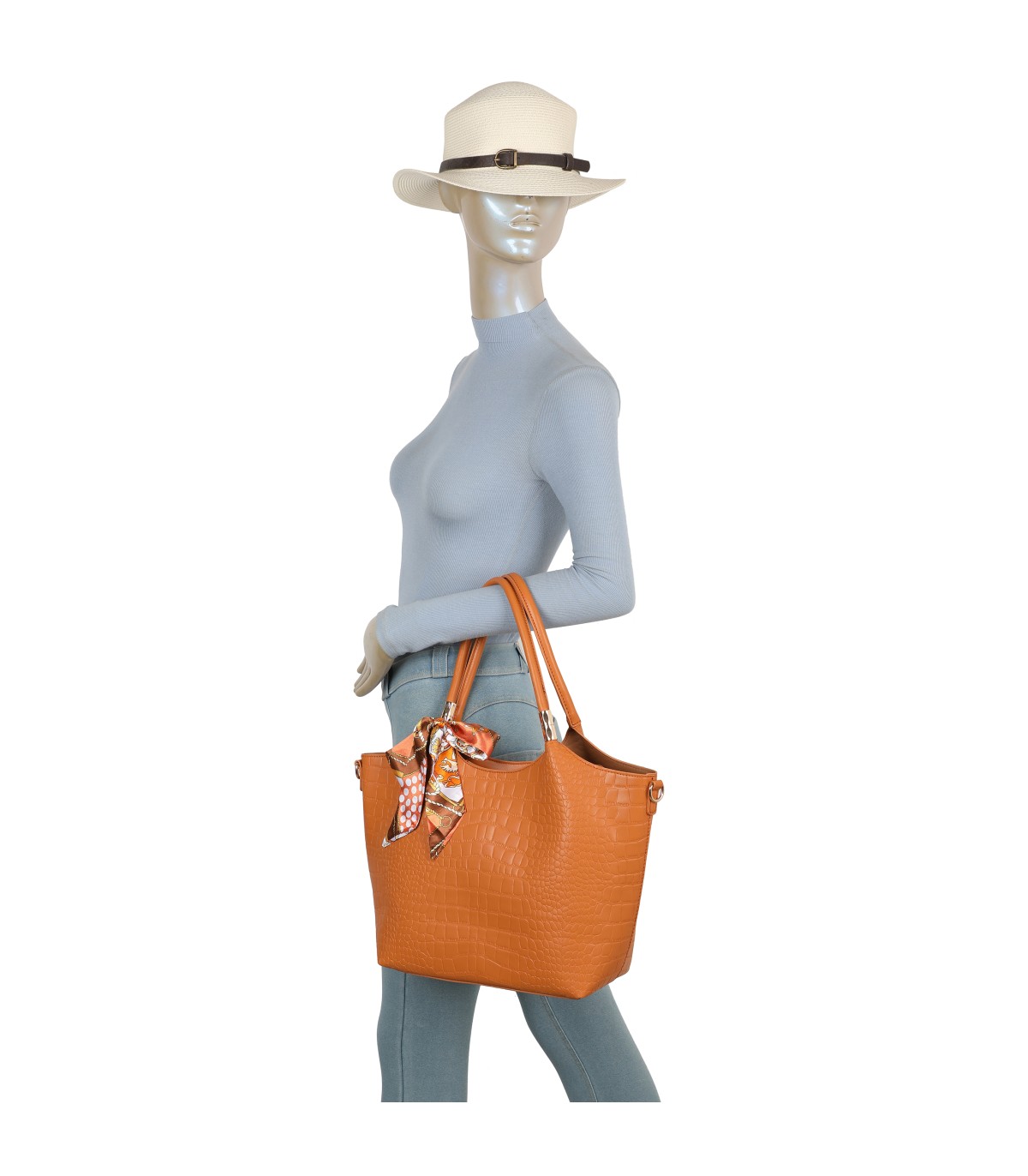 T11921-Bolso Acabado con relieve tipo piel de cocodrilo (croco)