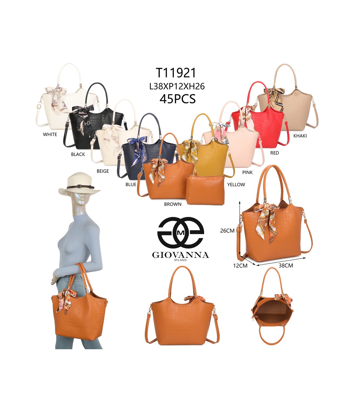 T11921-Bolso Acabado con relieve tipo piel de cocodrilo (croco)