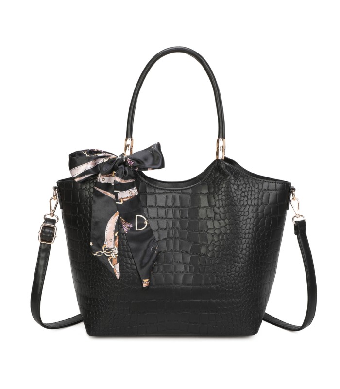 T11921-Bolso Acabado con relieve tipo piel de cocodrilo (croco)