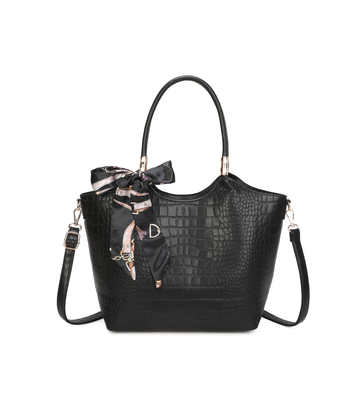 T11921-Bolso Acabado con relieve tipo piel de cocodrilo (croco)
