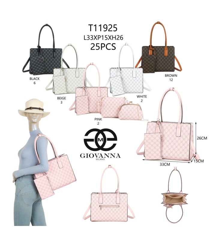 T11925- Bolso con Diseño de monograma geométrico clásico
