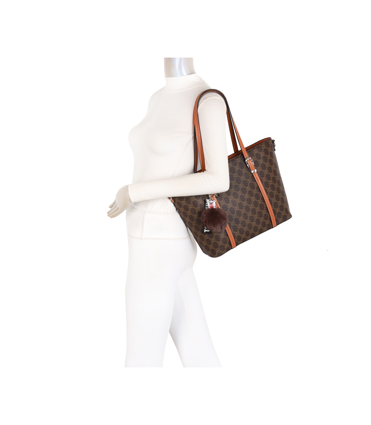 T11785-Bolso tipo "Shopper/Tote" de gran capacidad con una silueta estructurada y elegante.