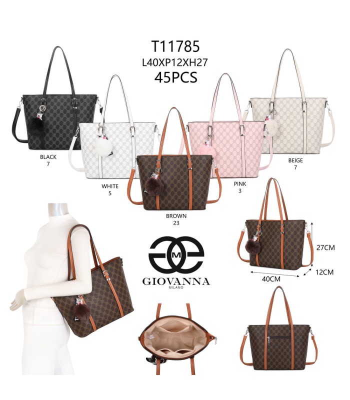 T11785-Bolso tipo "Shopper/Tote" de gran capacidad con una silueta estructurada y elegante.