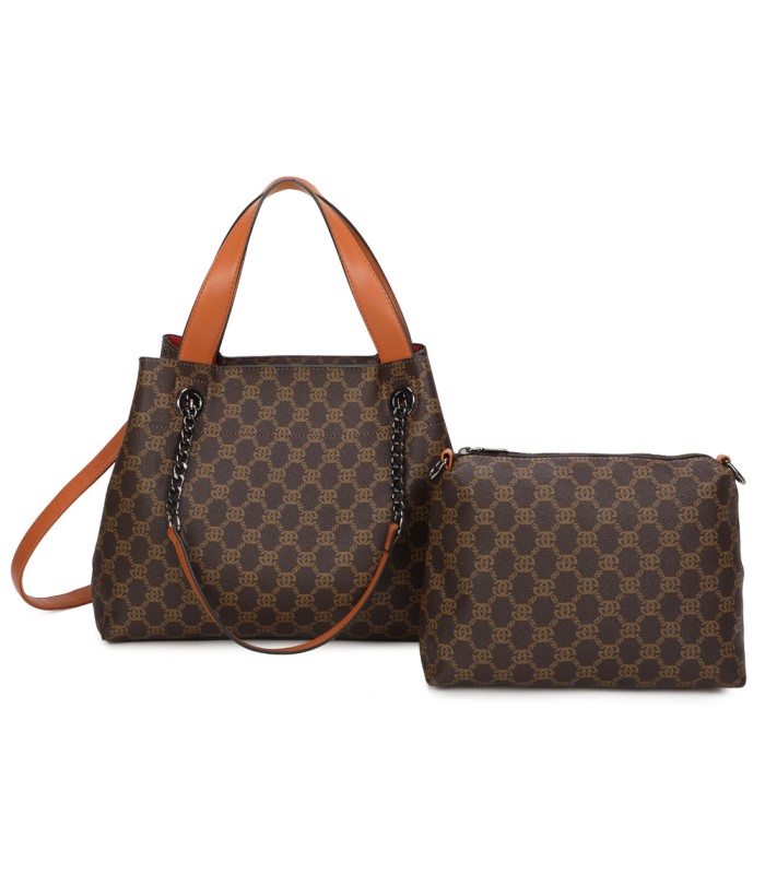 T11924-Bolso tipo tote elegante con monograma clásico y detalles modernos de cadenas