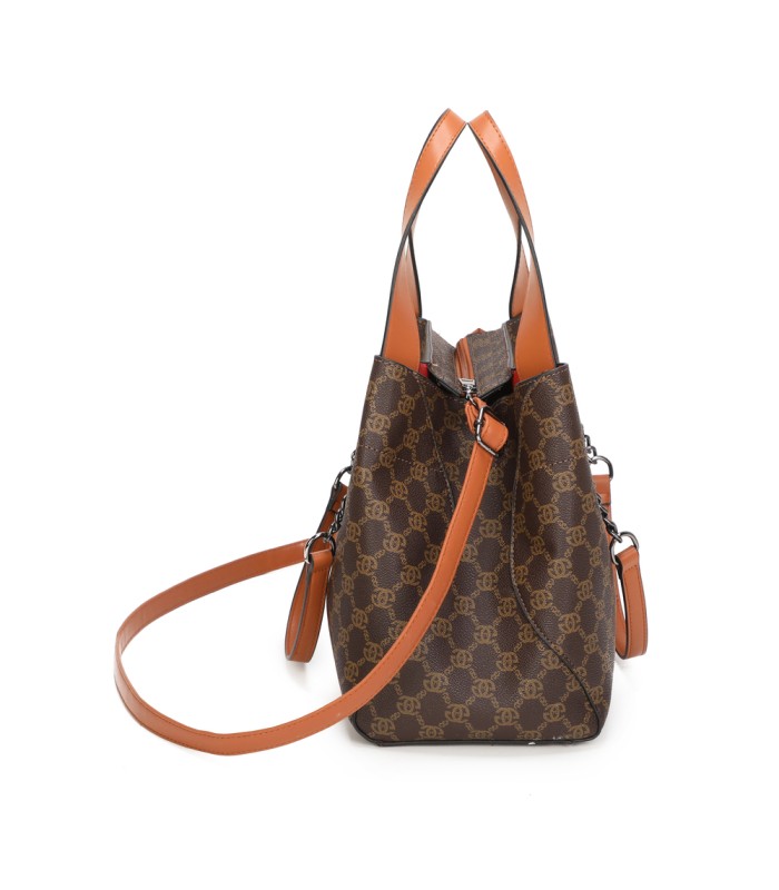 T11924-Bolso tipo tote elegante con monograma clásico y detalles modernos de cadenas