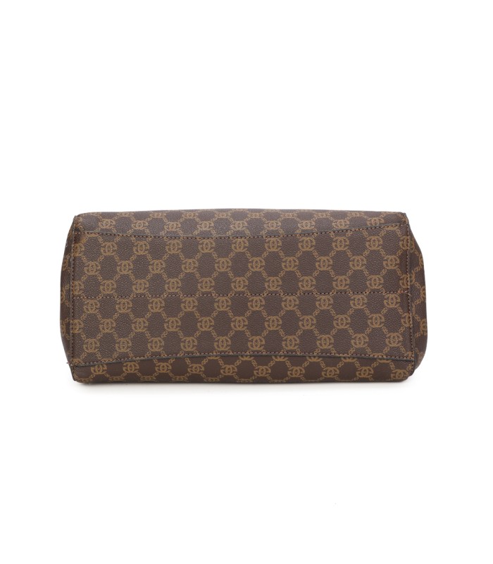 T11924-Bolso tipo tote elegante con monograma clásico y detalles modernos de cadenas