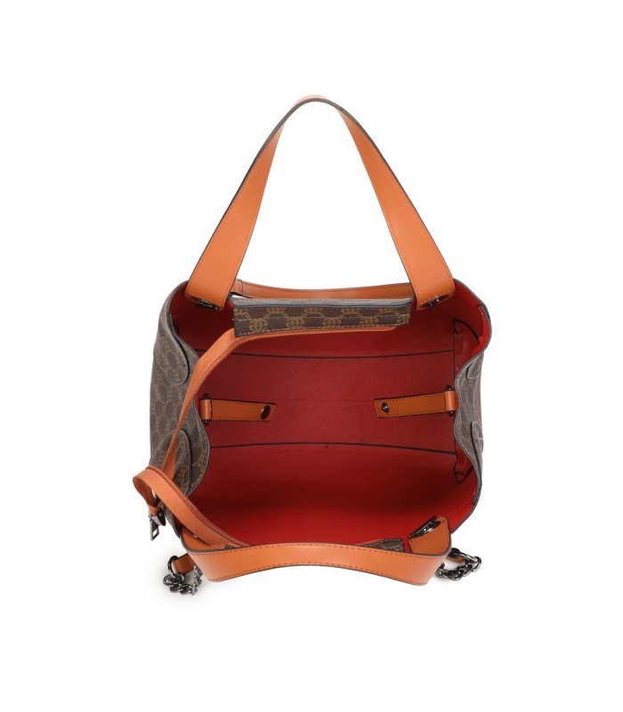 T11924-Bolso tipo tote elegante con monograma clásico y detalles modernos de cadenas