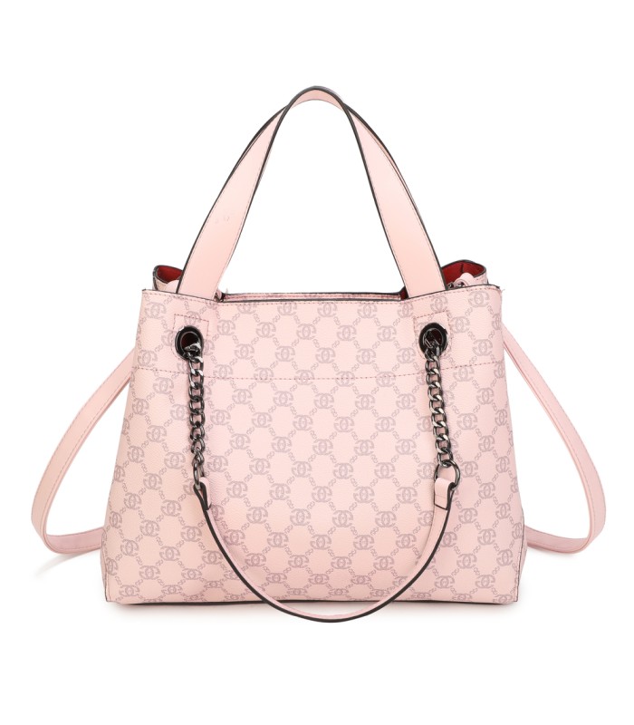 T11924-Bolso tipo tote elegante con monograma clásico y detalles modernos de cadenas