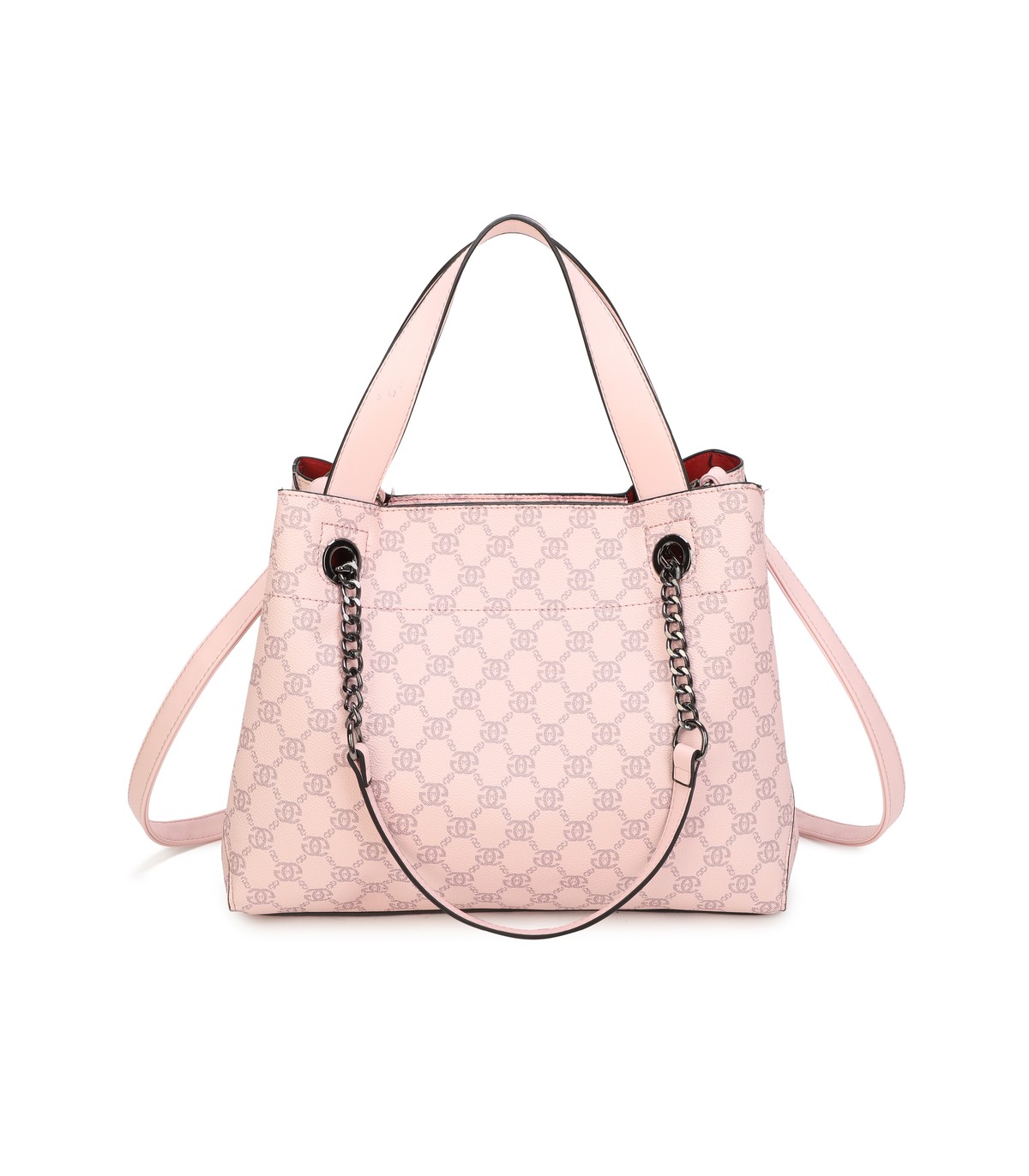T11924-Bolso tipo tote elegante con monograma clásico y detalles modernos de cadenas