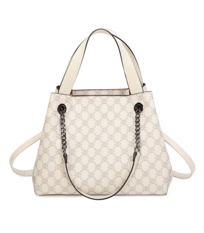 T11924-Bolso tipo tote elegante con monograma clásico y detalles modernos de cadenas