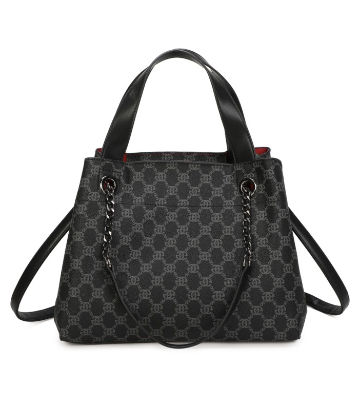 T11924-Bolso tipo tote elegante con monograma clásico y detalles modernos de cadenas
