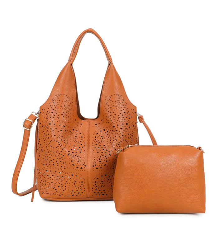 T11928-Bolso tipo Hobo o de hombro, caracterizado por un diseño artístico con calados