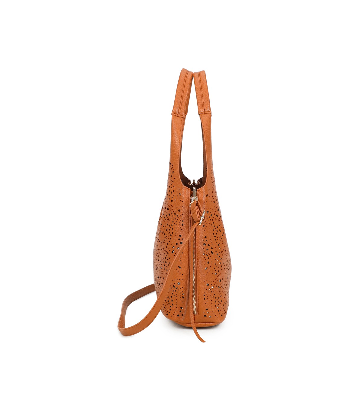 T11928-Bolso tipo Hobo o de hombro, caracterizado por un diseño artístico con calados