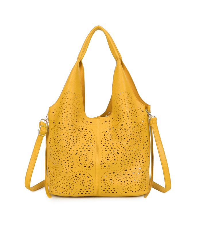 T11928-Bolso tipo Hobo o de hombro, caracterizado por un diseño artístico con calados