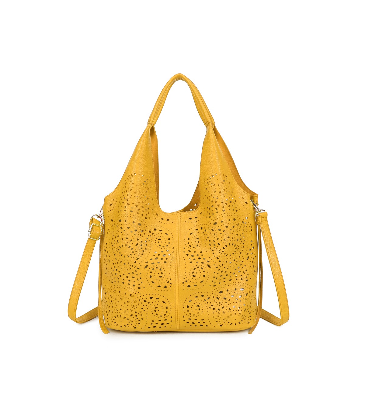 T11928-Bolso tipo Hobo o de hombro, caracterizado por un diseño artístico con calados