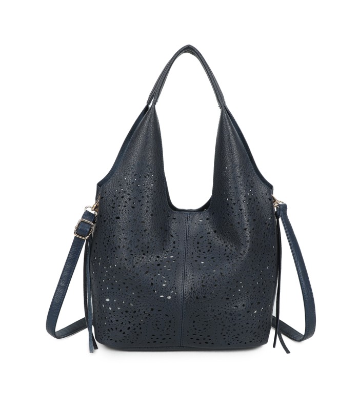 T11928-Bolso tipo Hobo o de hombro, caracterizado por un diseño artístico con calados