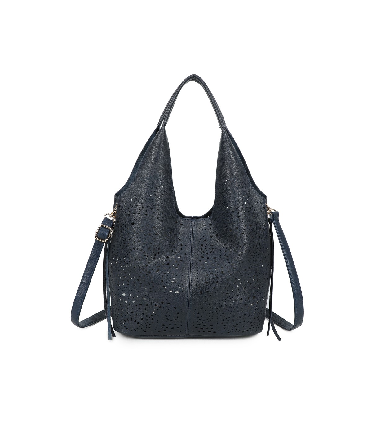 T11928-Bolso tipo Hobo o de hombro, caracterizado por un diseño artístico con calados