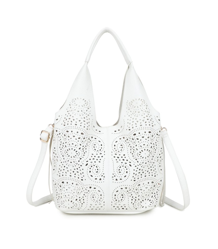 T11928-Bolso tipo Hobo o de hombro, caracterizado por un diseño artístico con calados