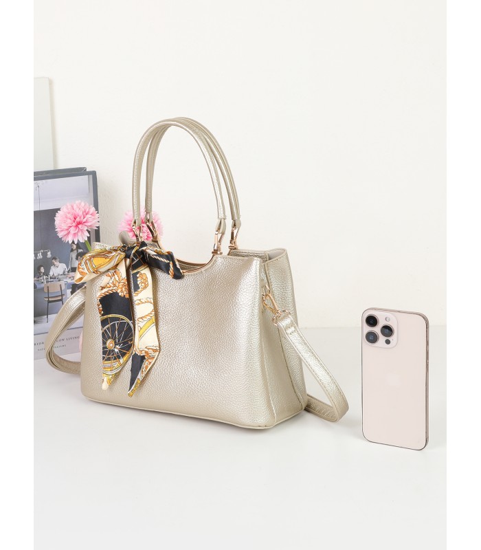 T11939-Bolso Satchel con Pañuelo Decorativo