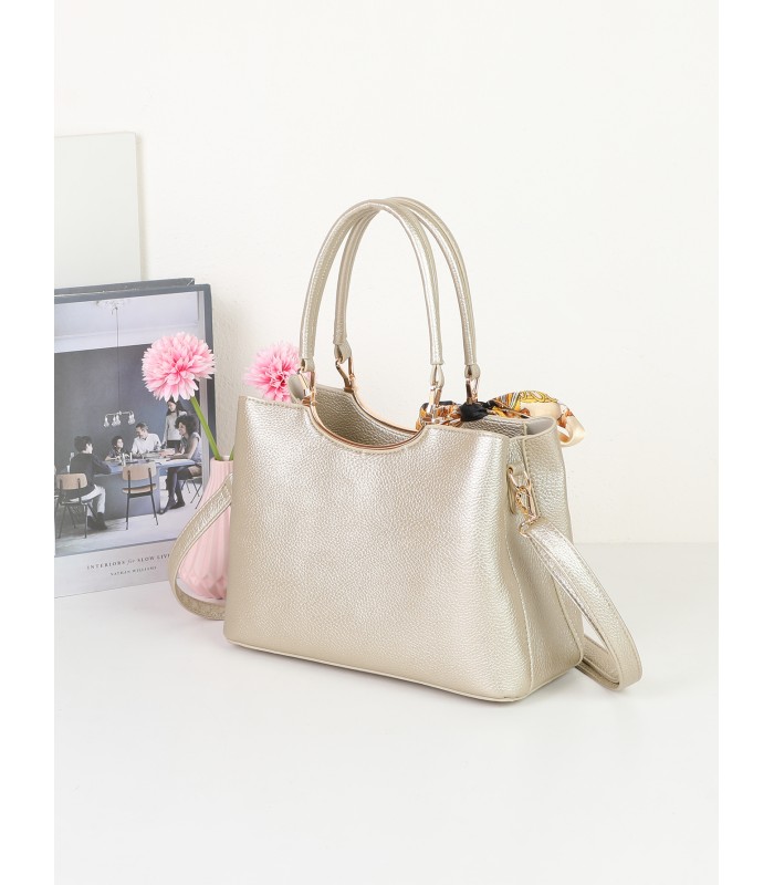 T11939-Bolso Satchel con Pañuelo Decorativo