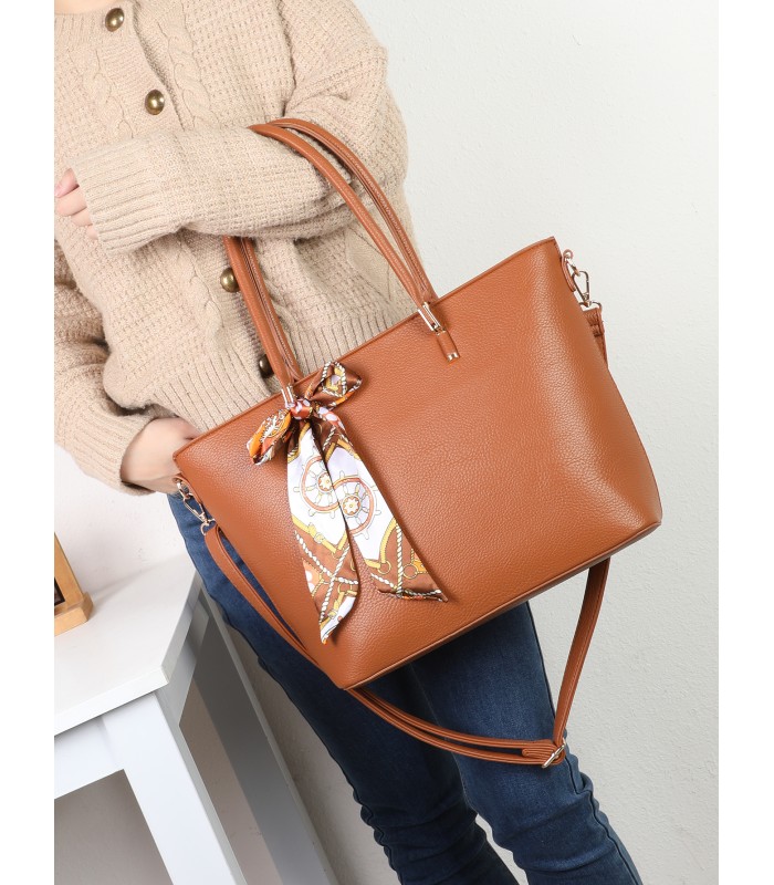 T11943-Bolso Tote Clásico con Pañuelo