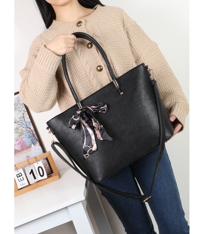 T11943-Bolso Tote Clásico con Pañuelo