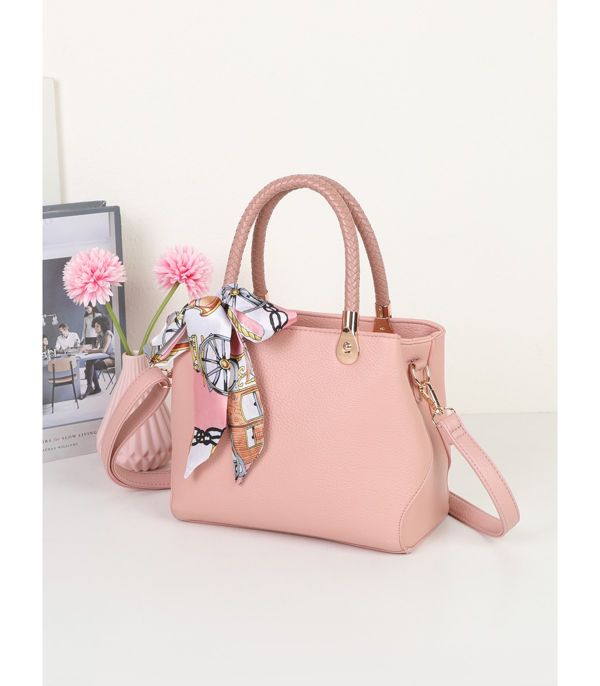 T11944-Mini Satchel Elegante con Pañuelo