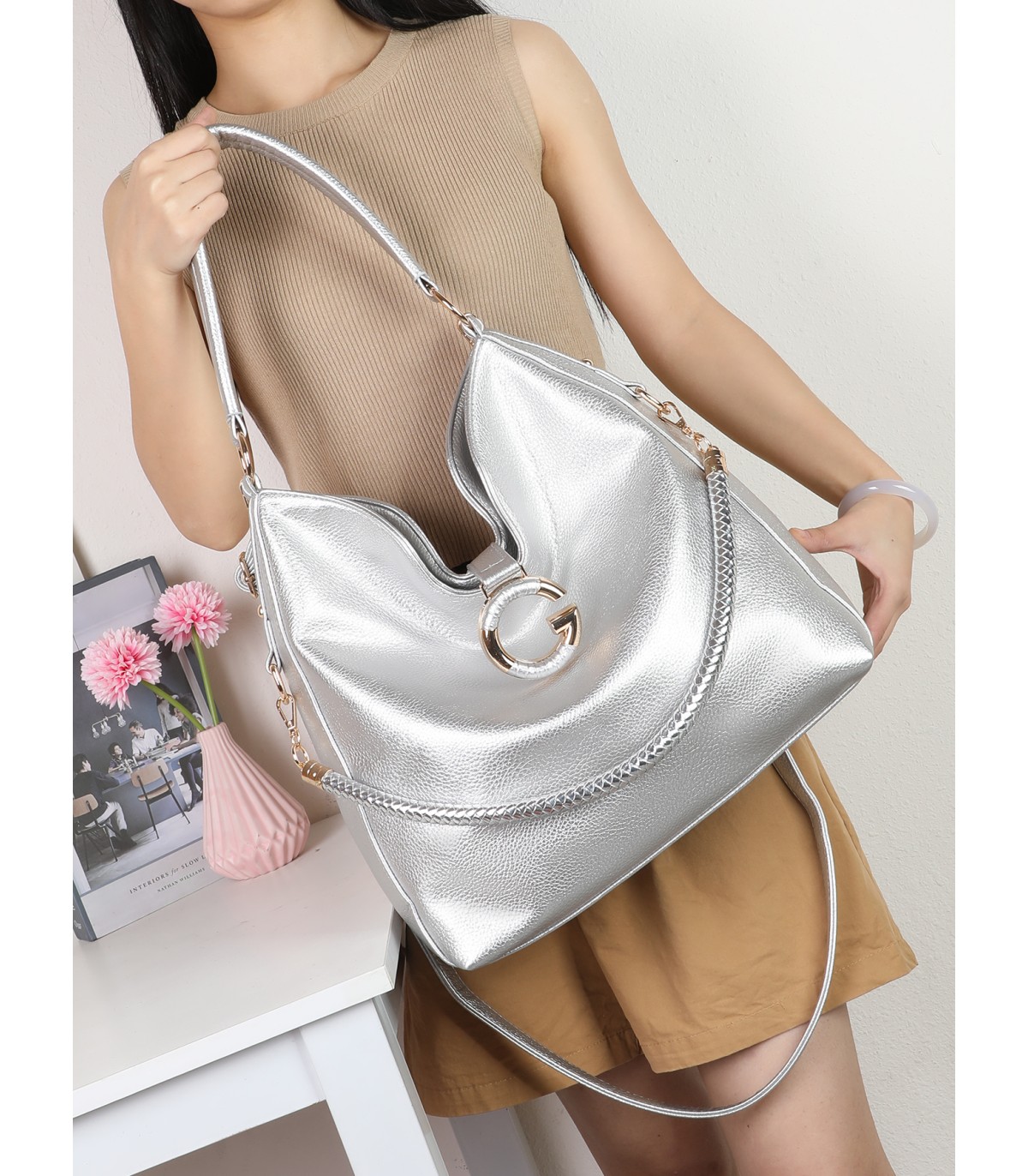 T11946-Bolso Hobo de Gran Capacidad