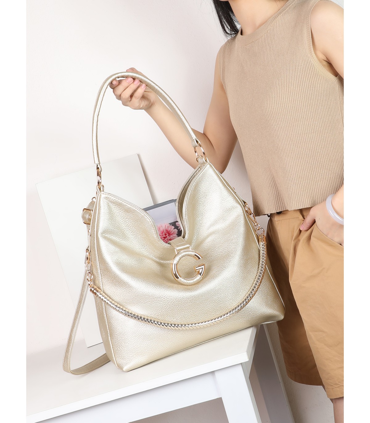 T11946-Bolso Hobo de Gran Capacidad
