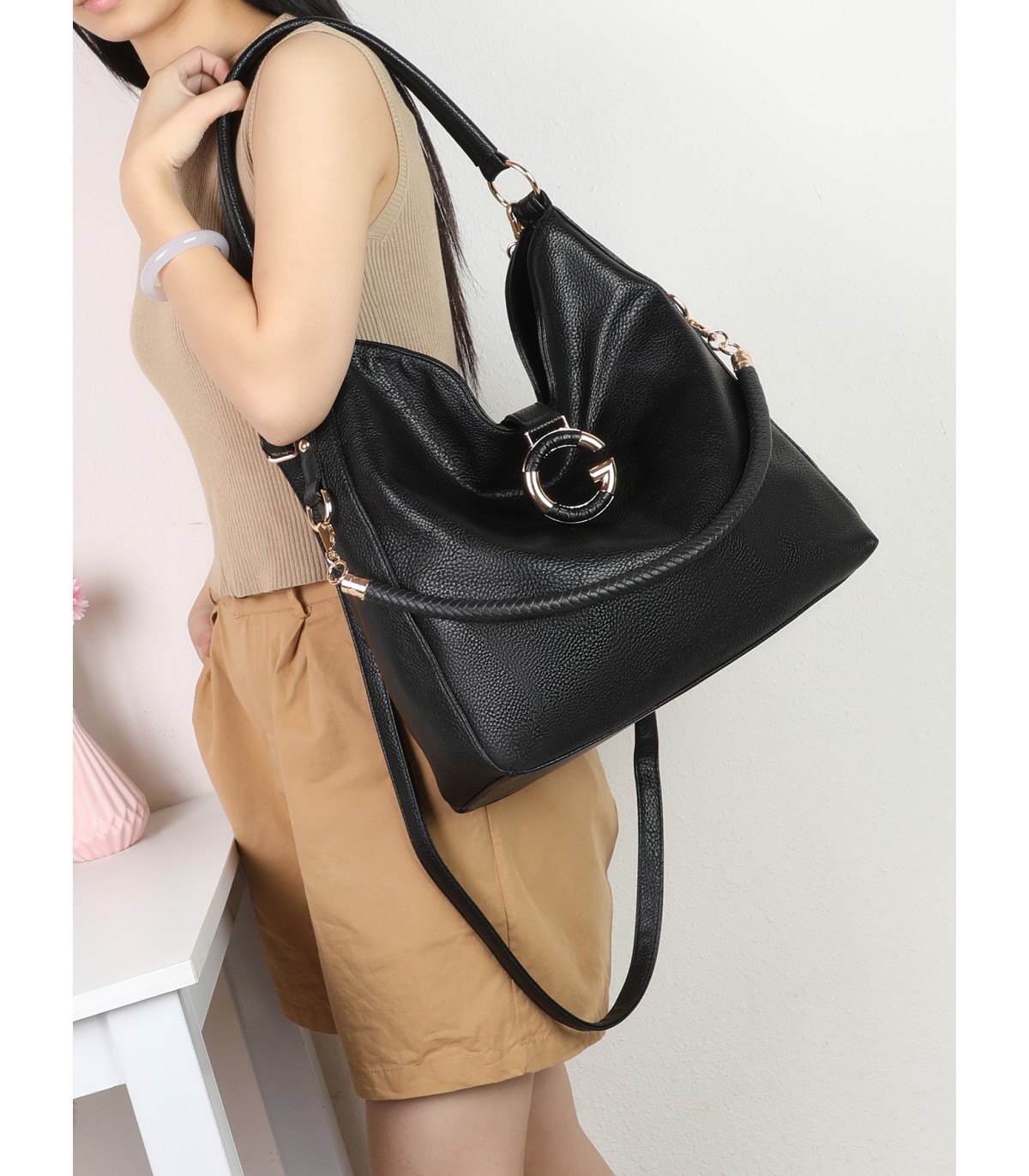T11946-Bolso Hobo de Gran Capacidad