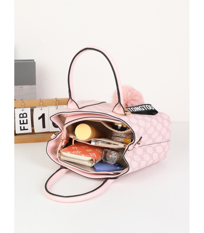 T11775 - Bolso con pompón y osito patrón de marca Giovanna Milano