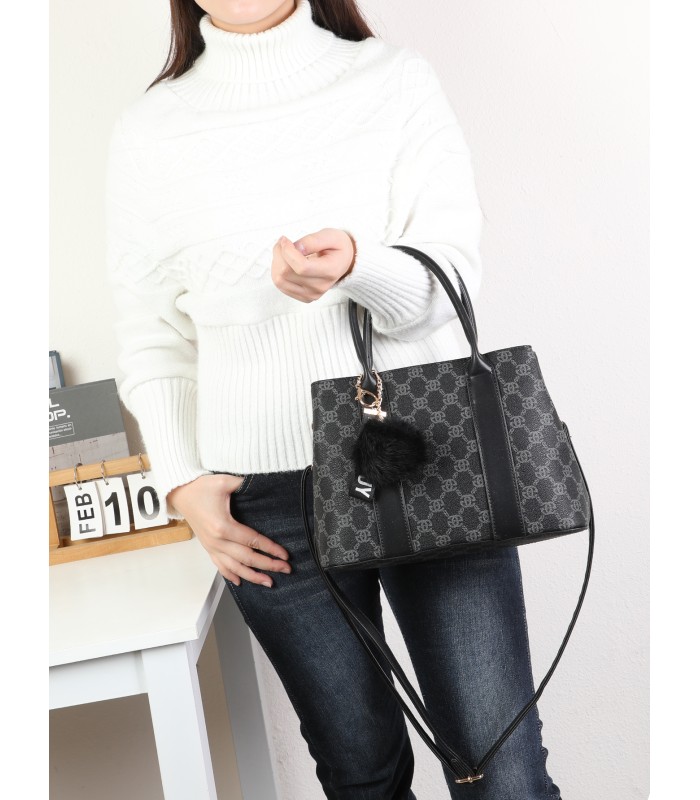 T11775 - Bolso con pompón y osito patrón de marca Giovanna Milano