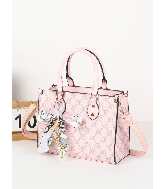 T11784 - Bolso con bandolera de mano y adorno de pañuelo