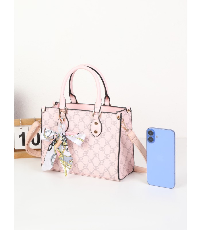 T11784 - Bolso con bandolera de mano y adorno de pañuelo