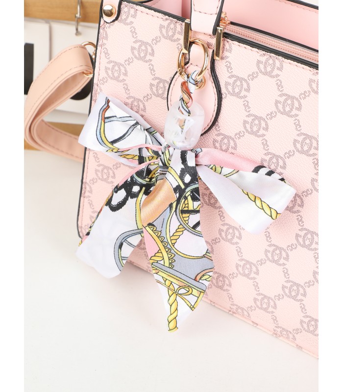 T11784 - Bolso con bandolera de mano y adorno de pañuelo