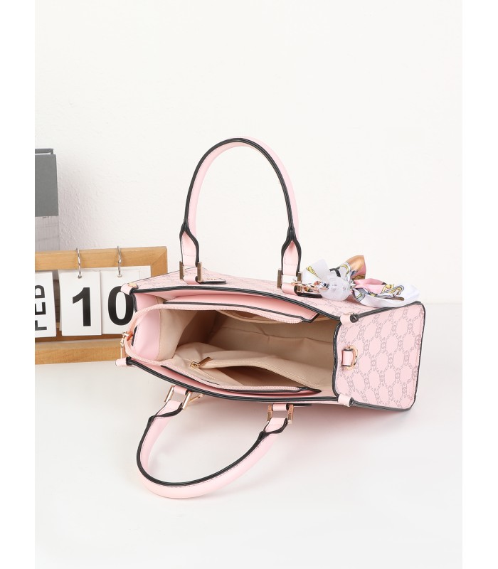 T11784 - Bolso con bandolera de mano y adorno de pañuelo
