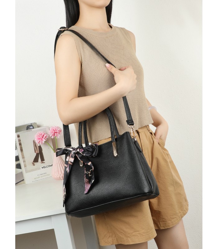 T11950-Bolso de Mano Elegante con Pañuelo Decorativo