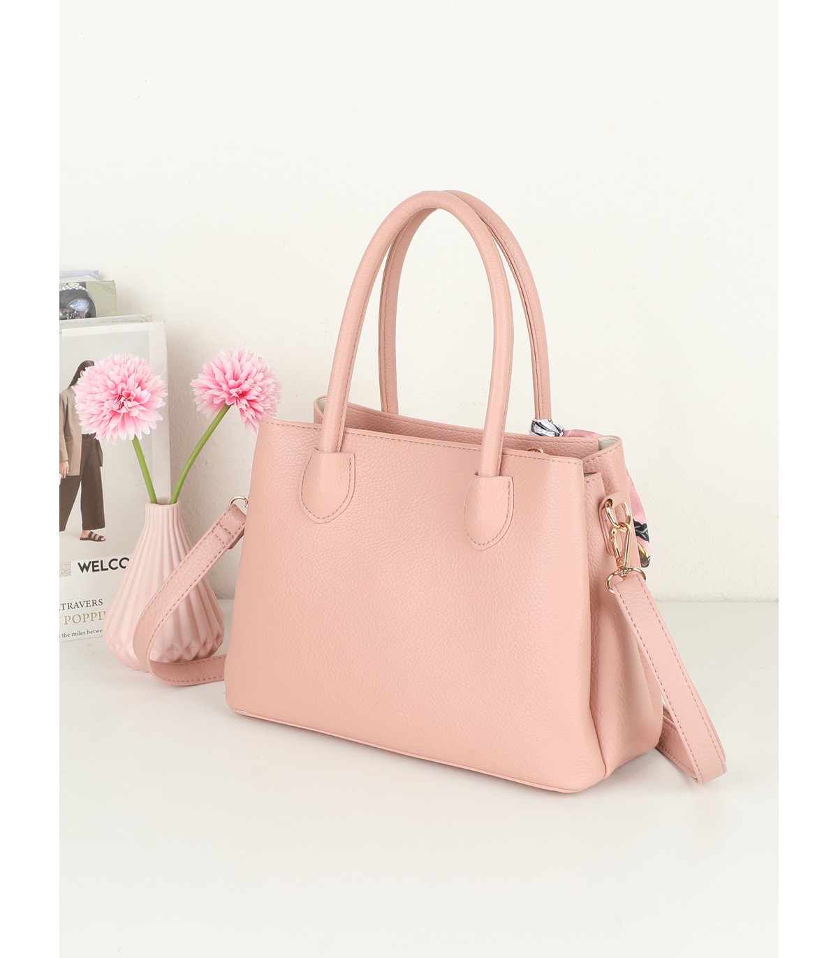 T11950-Bolso de Mano Elegante con Pañuelo Decorativo