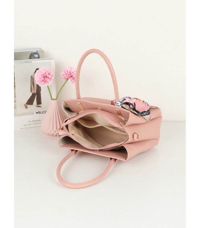 T11950-Bolso de Mano Elegante con Pañuelo Decorativo