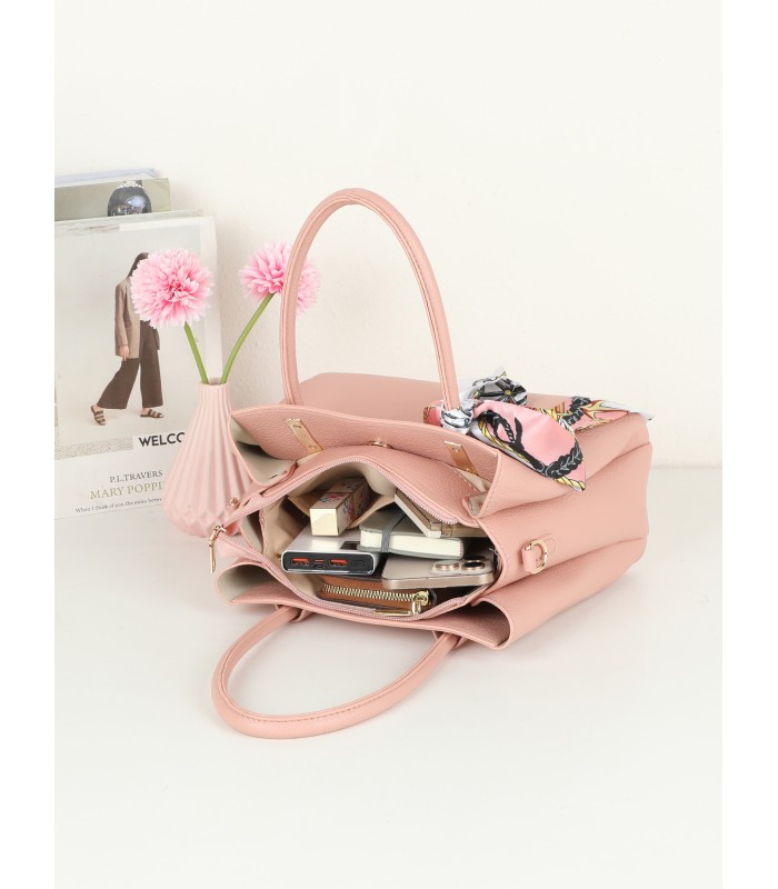 T11950-Bolso de Mano Elegante con Pañuelo Decorativo